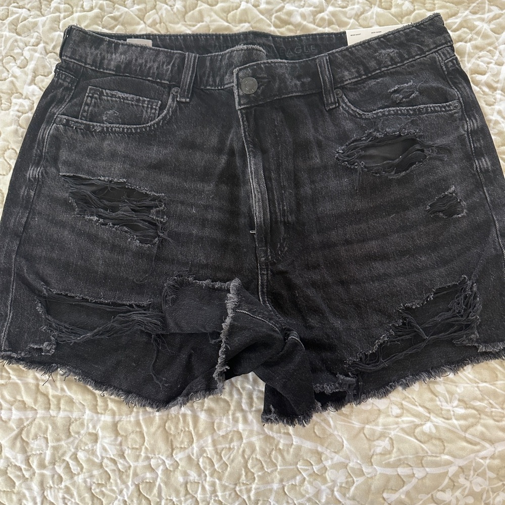 American Eagle Outfitters Black Distressed Jean Shorts